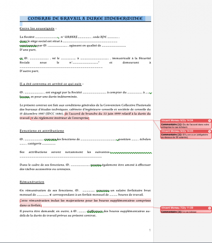 CONTRAT DE TRAVAIL A DUREE INDETERMINEE