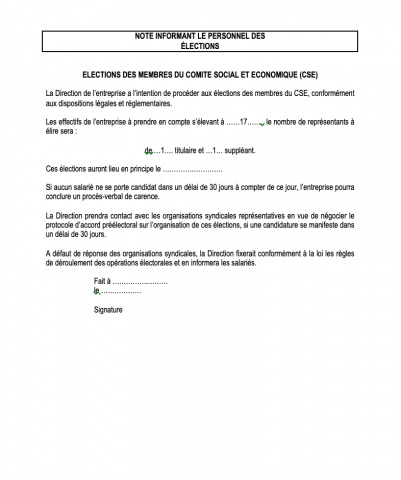 NOTE INFORMANT LE PERSONNEL DES ÉLECTIONS